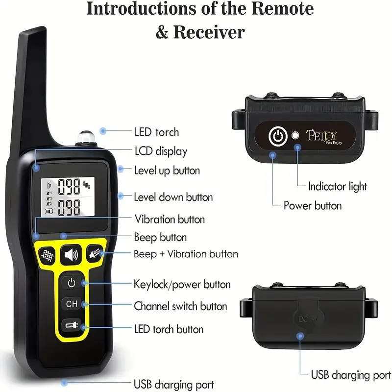 No Shock Vibration Dog Training Collar 1000M Remote Anti Bark Collar Rechargeable Waterproof Vibration Collar for All Dogs
