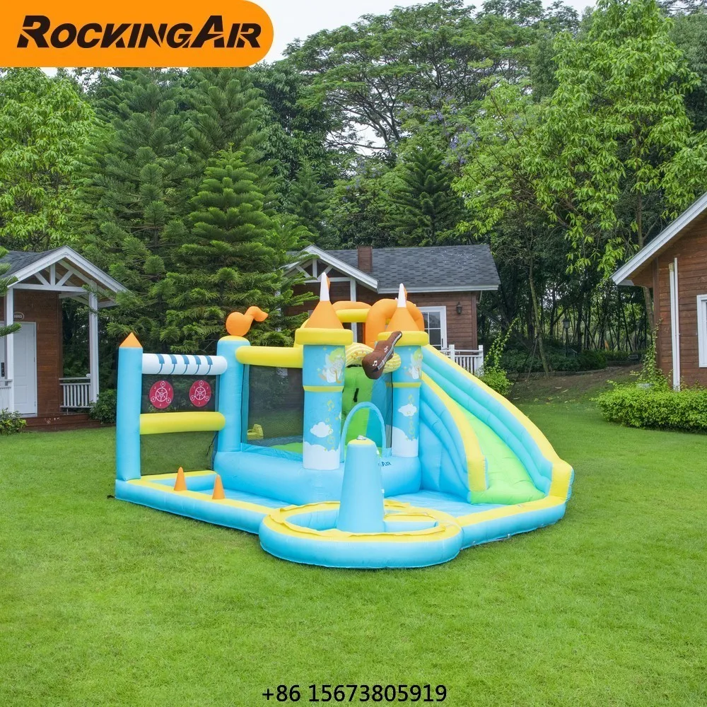 

Надувной батут-комбо RockingAir для детских праздников с горками, из тканевого материала, грузоподъемность 135 кг, для 3 человек, для домашнего использования