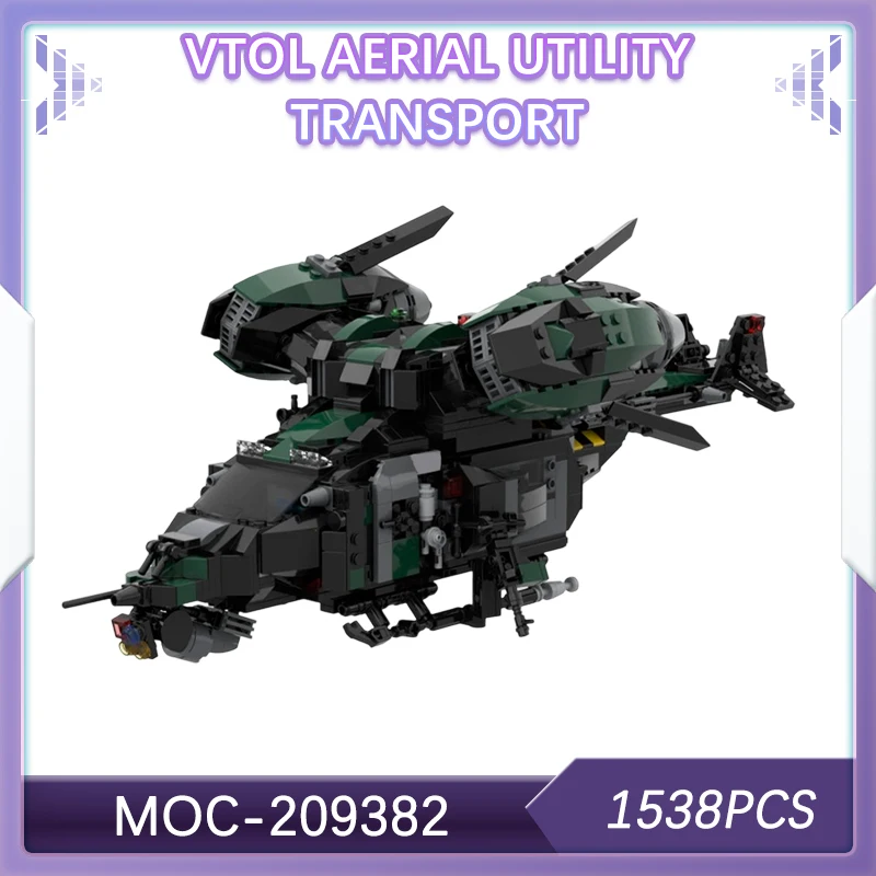 

MOC-209382 Military War VTOL Aerial Utility Transport Building Block Gunship Model Brick Set Creative Gift Soldiers Army 1538PCS