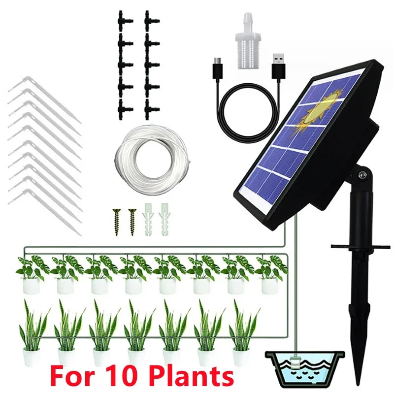 Intelligentes Solarbewässerungsset 6V 36W mit eingebauter 2200-mAh-Batteriebewässerung für Topfpflanzen DIY zeitgesteuertes Bewässerungsgerät