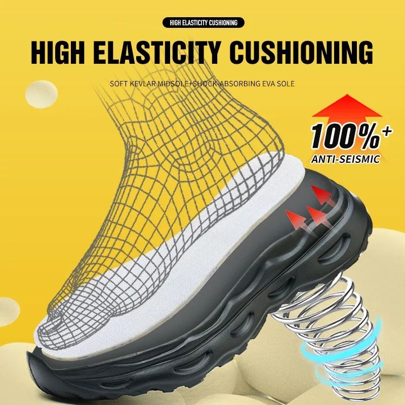 Men Steel Toe Work Shoes Indestructible Security Work Sneakers Protective Safety Boots Size 47 48 Rotating Button Safety Shoes