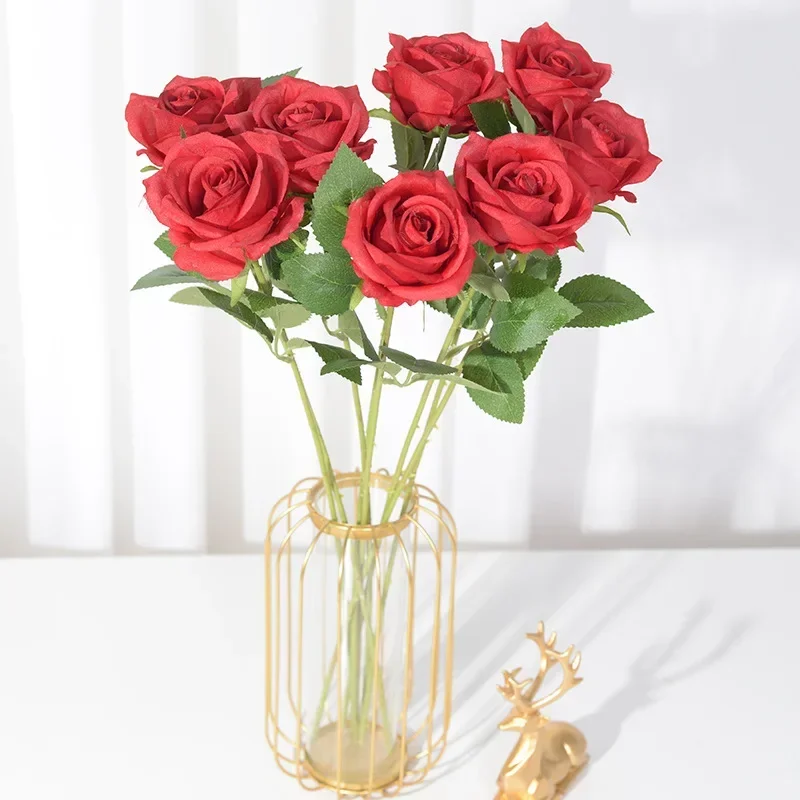 

5pc Beautiful Silk Artificial Rose Flowers Wedding Home Table Decor Long Bouquet Arrange Fake Plant Valentine's Day Presents