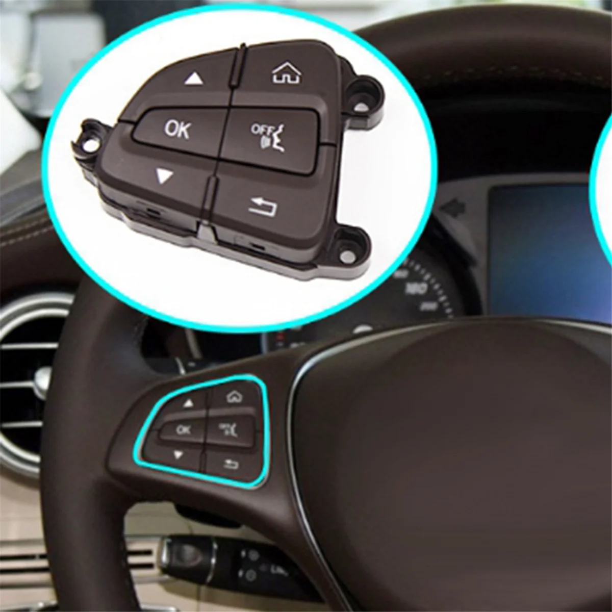 Left MultiFunction Steering Wheel Control Switch Buttons for Mercedes BENZ C GLC Class A0999050200 A0999050300 Brown