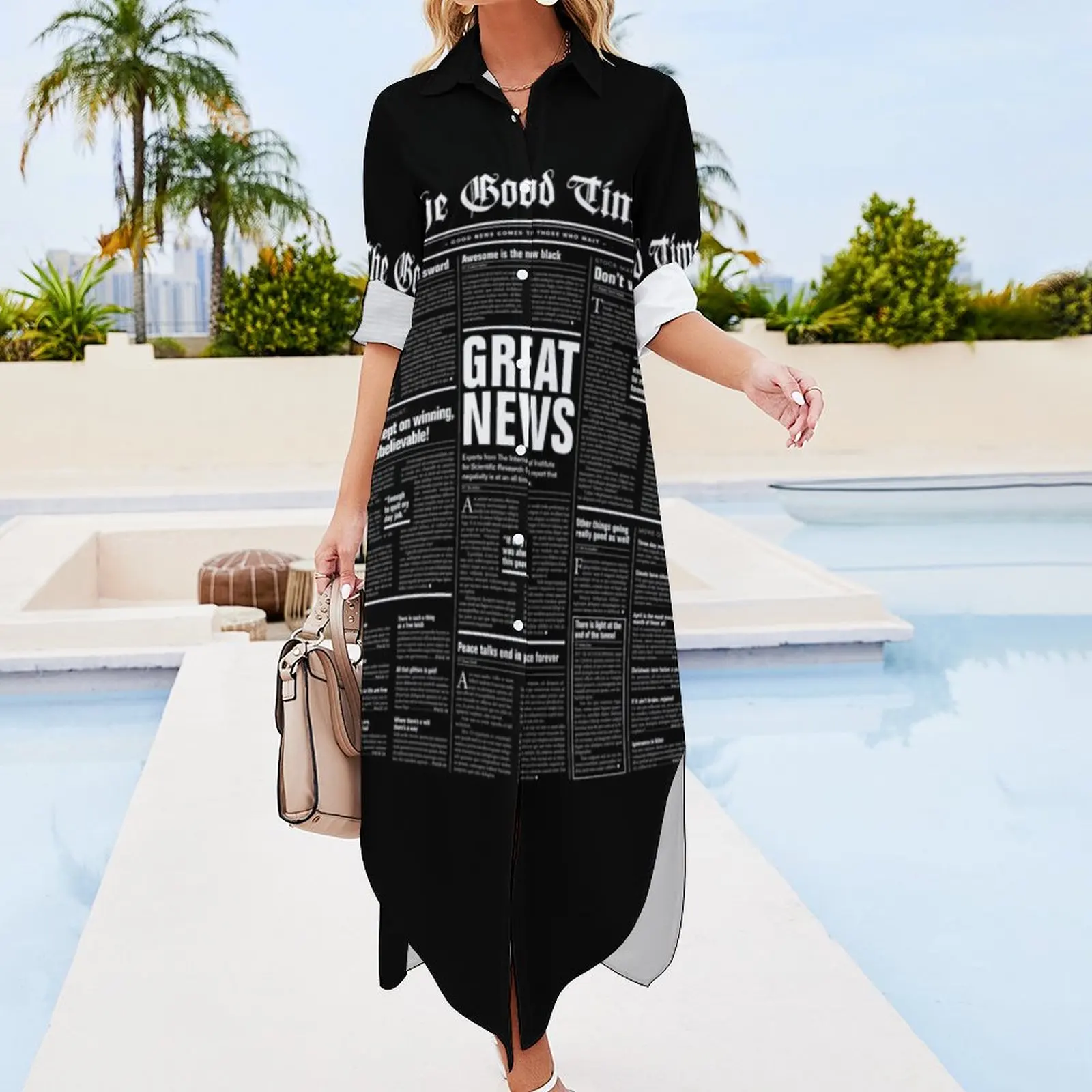 The Good Times Vol. 1, No. 1 REVERSED Long Sleeved Shirt Dress women's summer dress 2024 Summer dresses for women