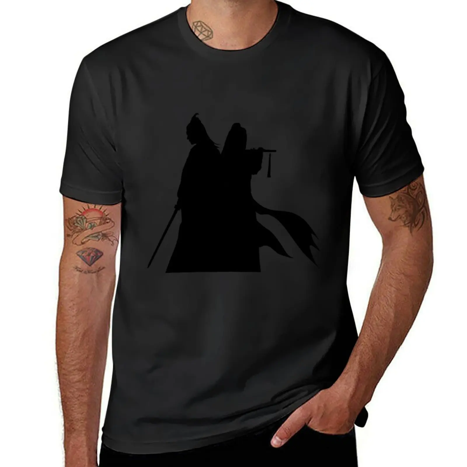 Untamed Lan Wangji and Wei Wuxian Silhouette T-Shirt boys whites summer clothes anime cute clothes men clothing