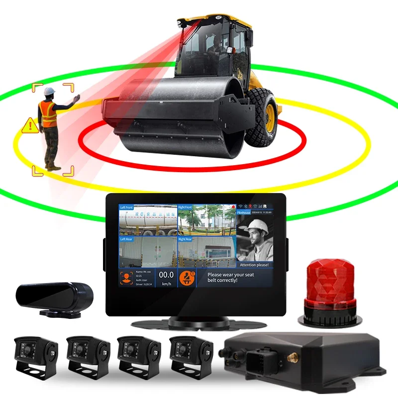 Mining Large Construction Loader Forklift Pedestrian Proximity Warning System AI Camera Blind Spot Detection System For Truck