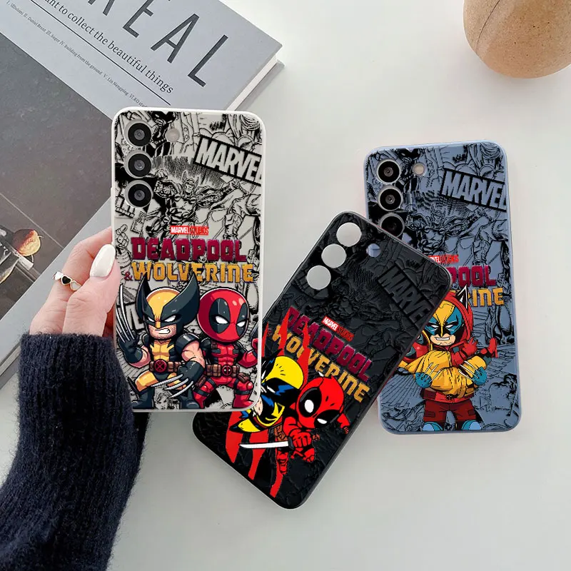 

Marvel Cute Deadpool And Wolverine s24FE Phone Case For Samsung Galaxy S25 Ultra S24 S23 S22 Plus S21 S20 FE S10 Silicone Cover