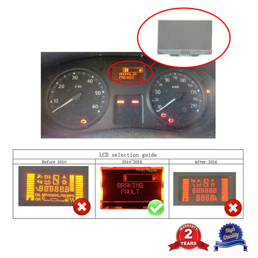 Dashboard LCD Display Screen for Renault Trafic 2 X83 BOX 2010-2016 Instrument Cluster LCD Screen Pixel Repair