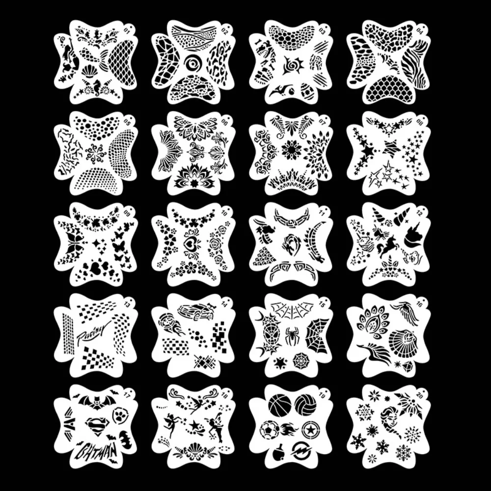 

Stencils for Body Painting Face Art Halloween Party DIY Makeup Stamps Paint Template Temporary Tattoo Reusable Plastics Stencils