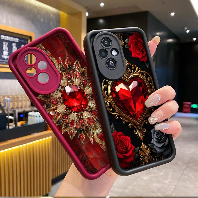 Элегантный чехол для телефона в форме сердца с драгоценными камнями для OnePlus 12 11 10 R 8 CE Nord 2 3 4 CE2 CE3 CE4 Lite ACE2 ACE3 5G Soft Cover