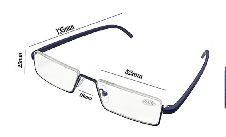 Quadratische Lesebrille Blaulichtfilter Halbrahmen Presbyopie-Brille Mit Etui Herren Damen +1 1,25 1,5 1,75 2 2,25 2,5 2,75 – Detail 12