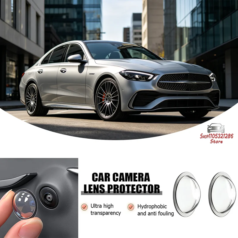 

For Mercedes Benz C-ClassCar Camera Lens Protective Cover 360 ° HD Reverse Lens Guard Camera Protector Waterproof Dustproof 2PCS