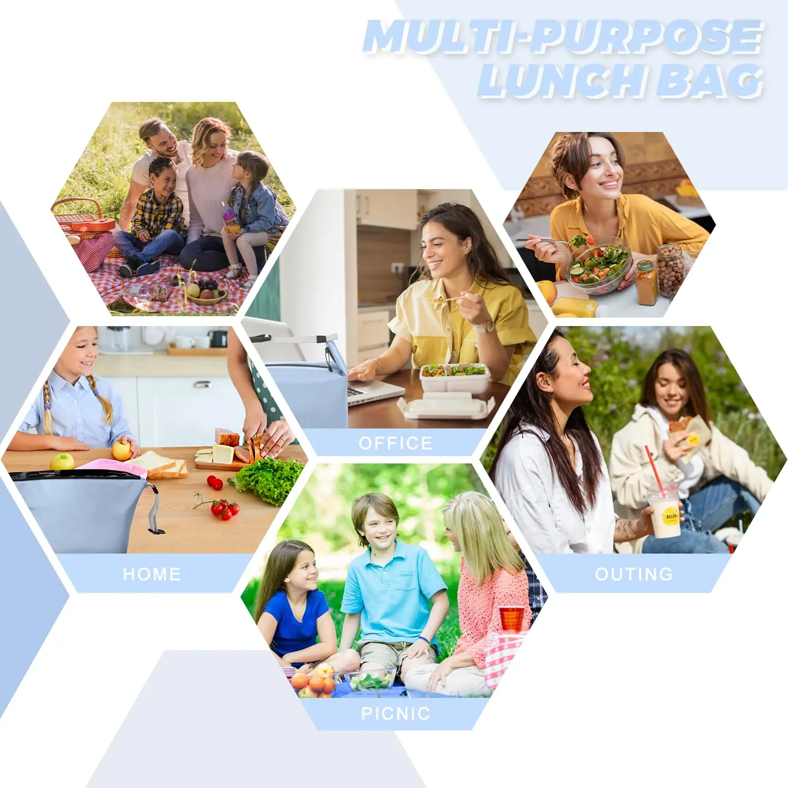 Portable Lunch Bag Woman Insulated Thermal Lunch Box Cooler Handbag Food Bag Carrier For Office School Travel Picnic