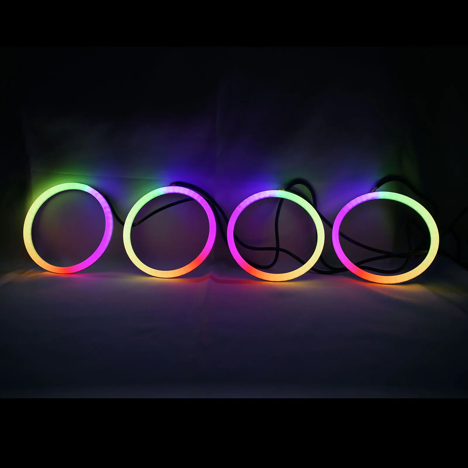 RGB Color-Chasing Revolving Dynamic Angel Eyes Turn Signals Light Bluetooth Wireless Control LED Sequential Flowing