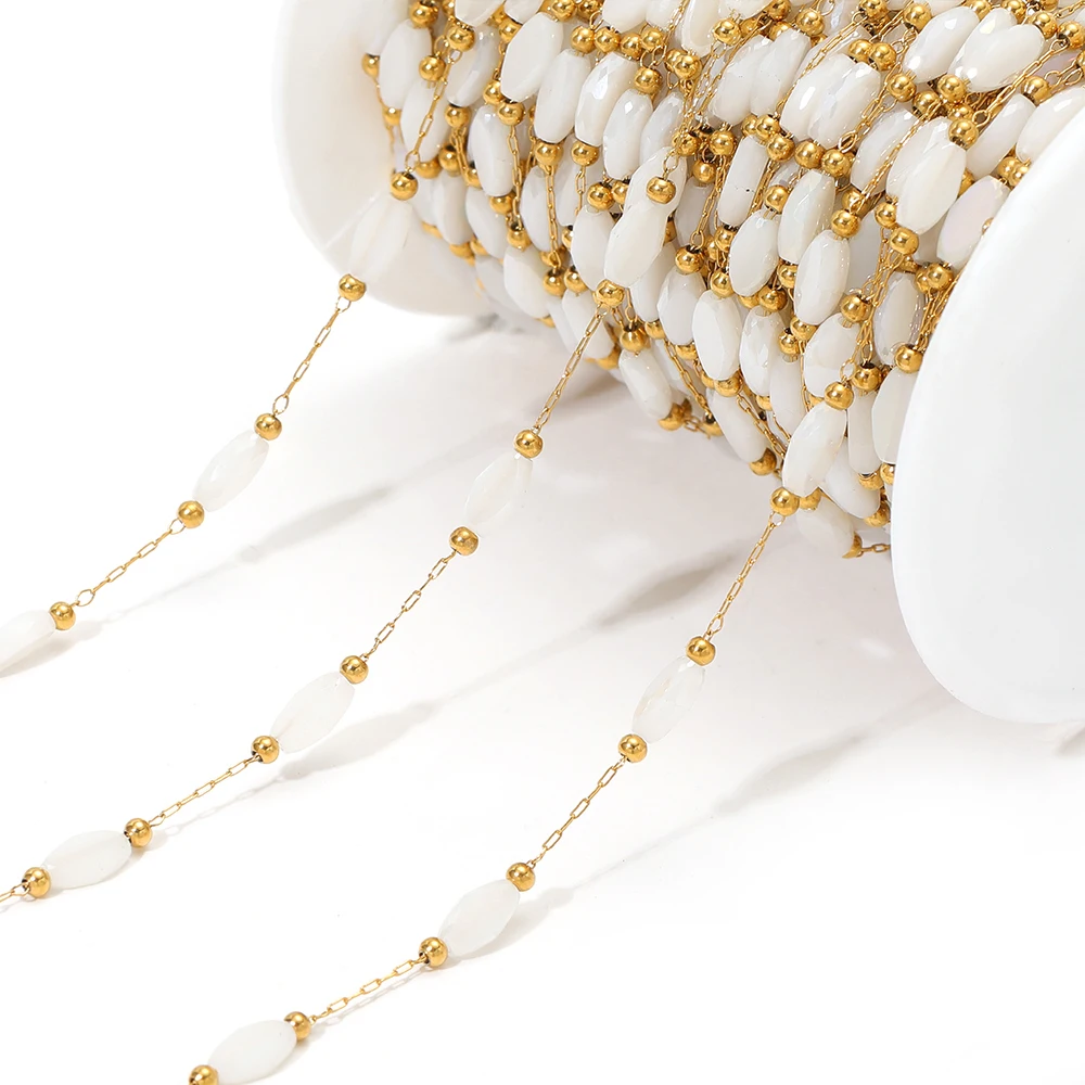 

1 Meter Stainless Steel Colorful Crystal Beads Chains Gold Chains for Exquisite Necklace Bracelet Supplies DIY Jewelry Crafts