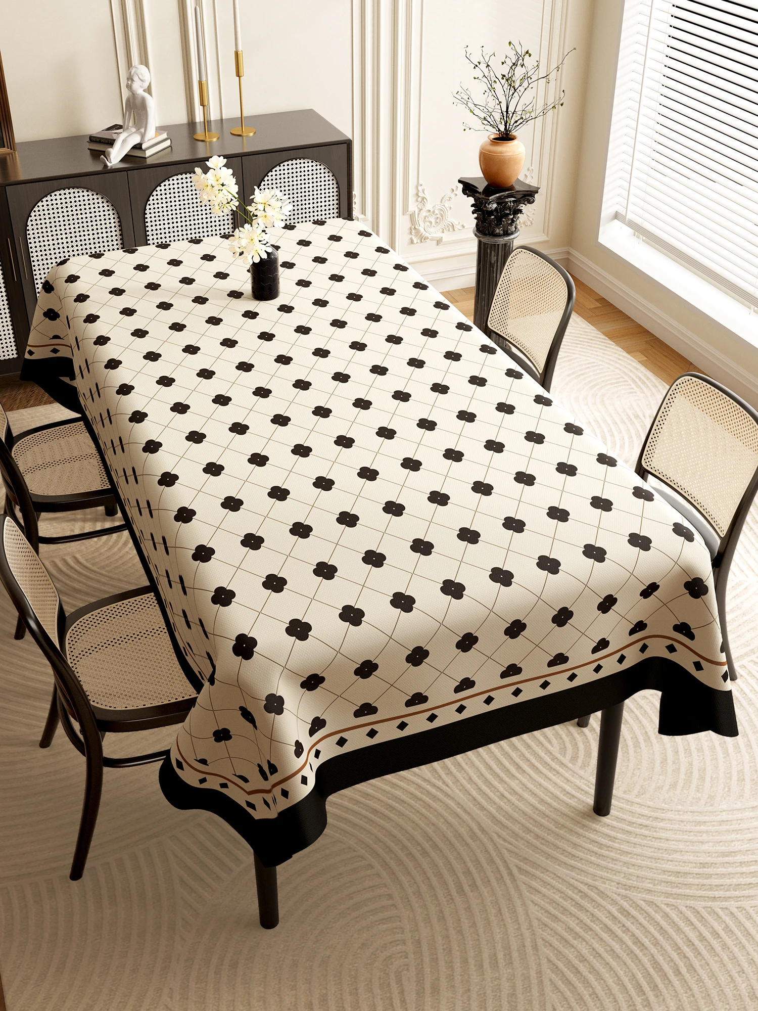 

Dining table tablecloth waterproof and oil-proof leave-in pvc dining mat light luxury high-end desktop tablecloth dining