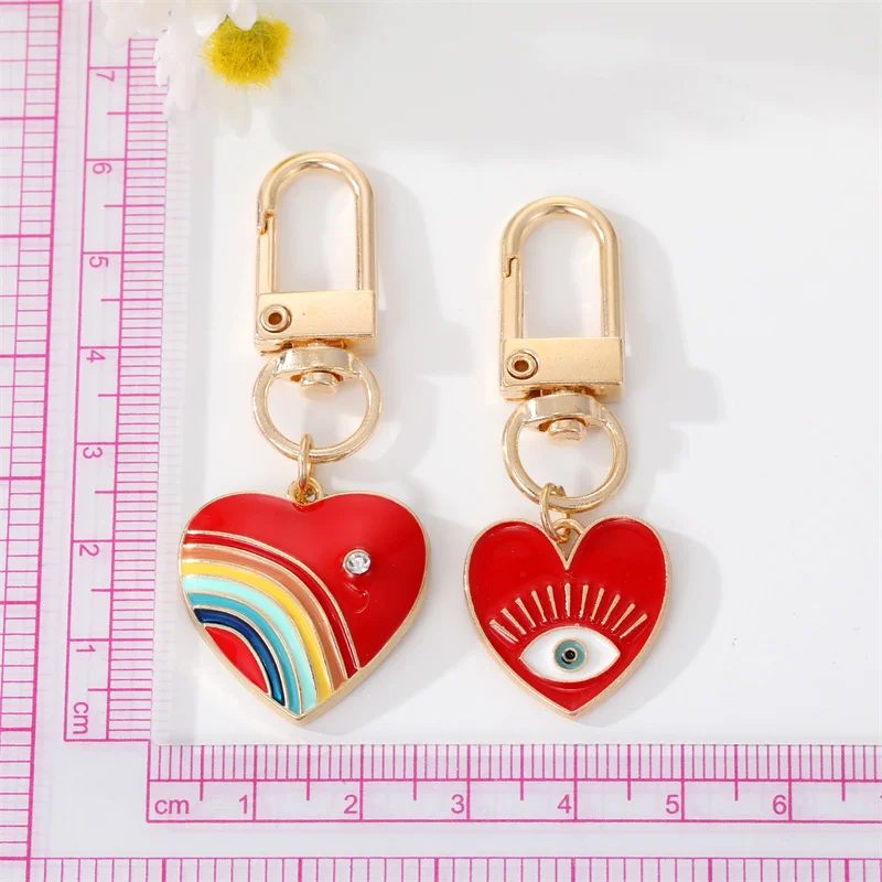 1Pcs Rainbow Heart Evil Eye Keychain Key Ring For Friend Lovers Couple Love Blue Eye Bag Car Airpods Box Key Accessories Jewelry image 6