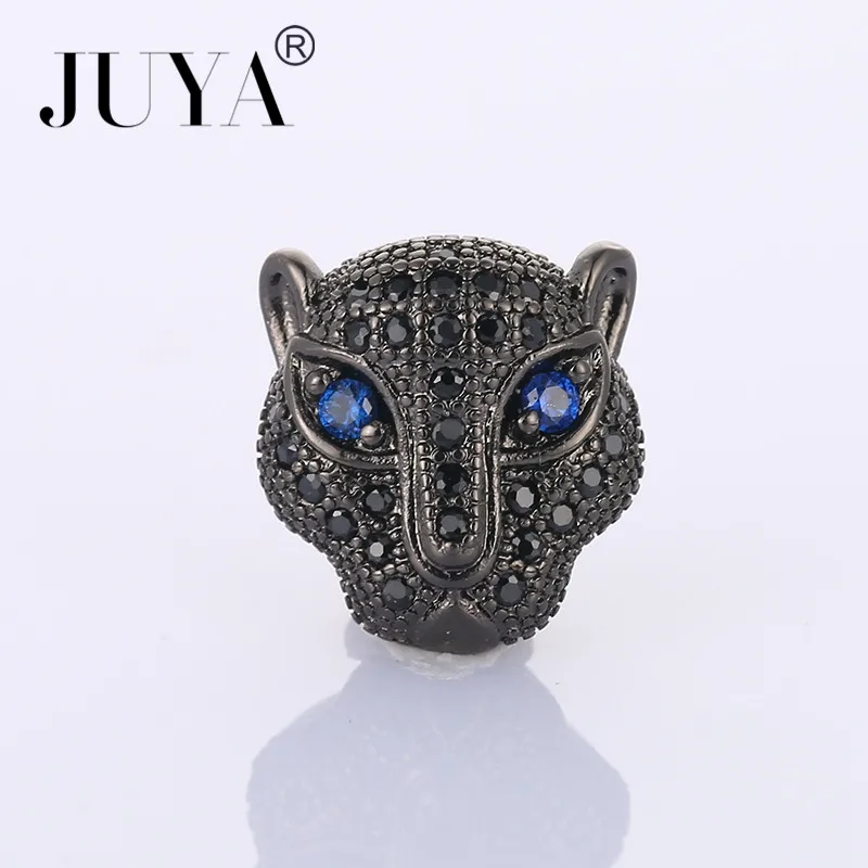 Hot Animal Head Bijoux Zircon Panther Floating Charms For Bracelets & Necklaces Big Micro Pave Copper Clasps Jewelry Berloque