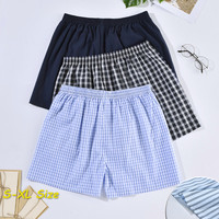 Fashionable Plaid Cotton Men's Flat Angle Pants Refreshing Breathable Summer Shorts Casual Men's Underwear Sexy Wide Leg Boxers