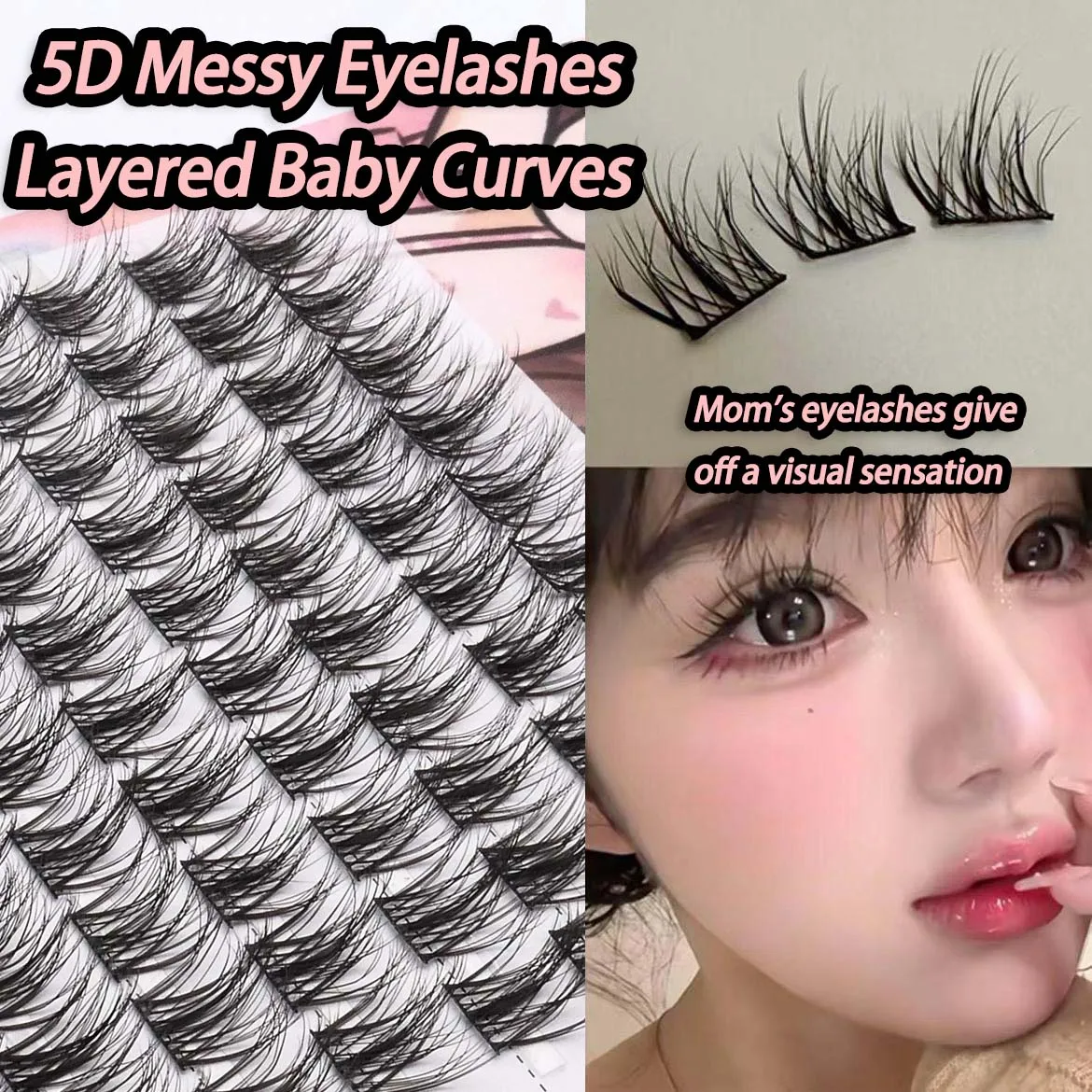 5D Mink Manga Lashes Fluffy Individual Eyelashes Natural False Eyelashes Korean Makeup eye lashes Lazy Trilogy cluster lashes