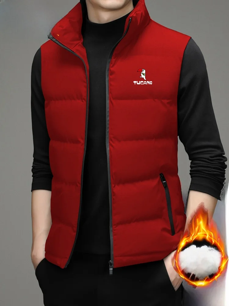 سترة رجالية جديدة من توكانو محشوة بالقطن، خفيفة الوزن ودافئة بدون أكمام، مبطنة بالصوف للخريف والشتاء، ملابس خارجية أنيقة من ا...