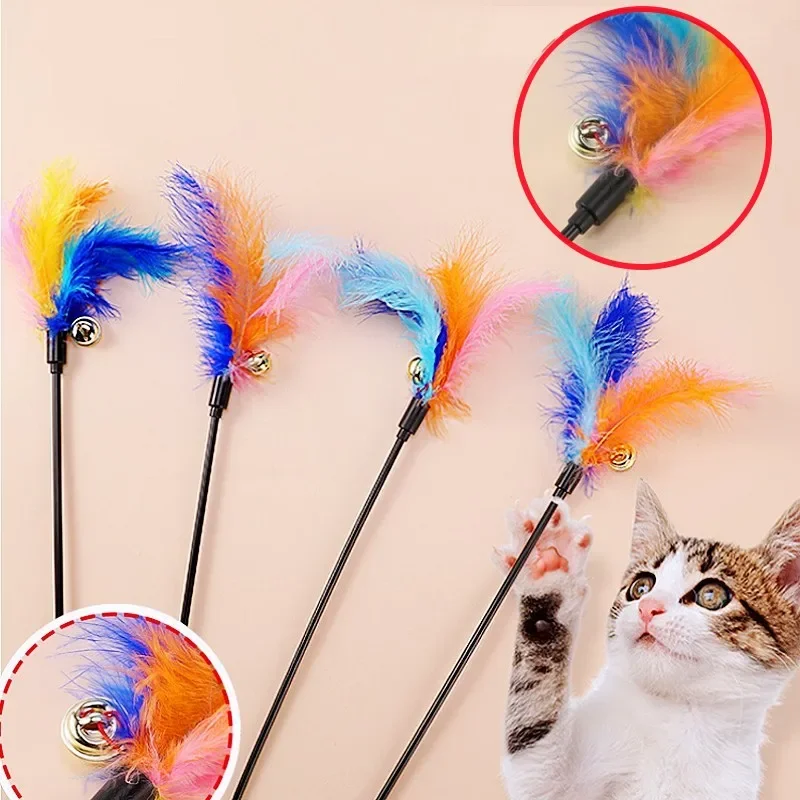 

Cat Toy Feather Cats Stick Bite-resistant Cat Toys Interactive Long Handle Feather Toys for Cats Teaser Kitten Toy Pet Products