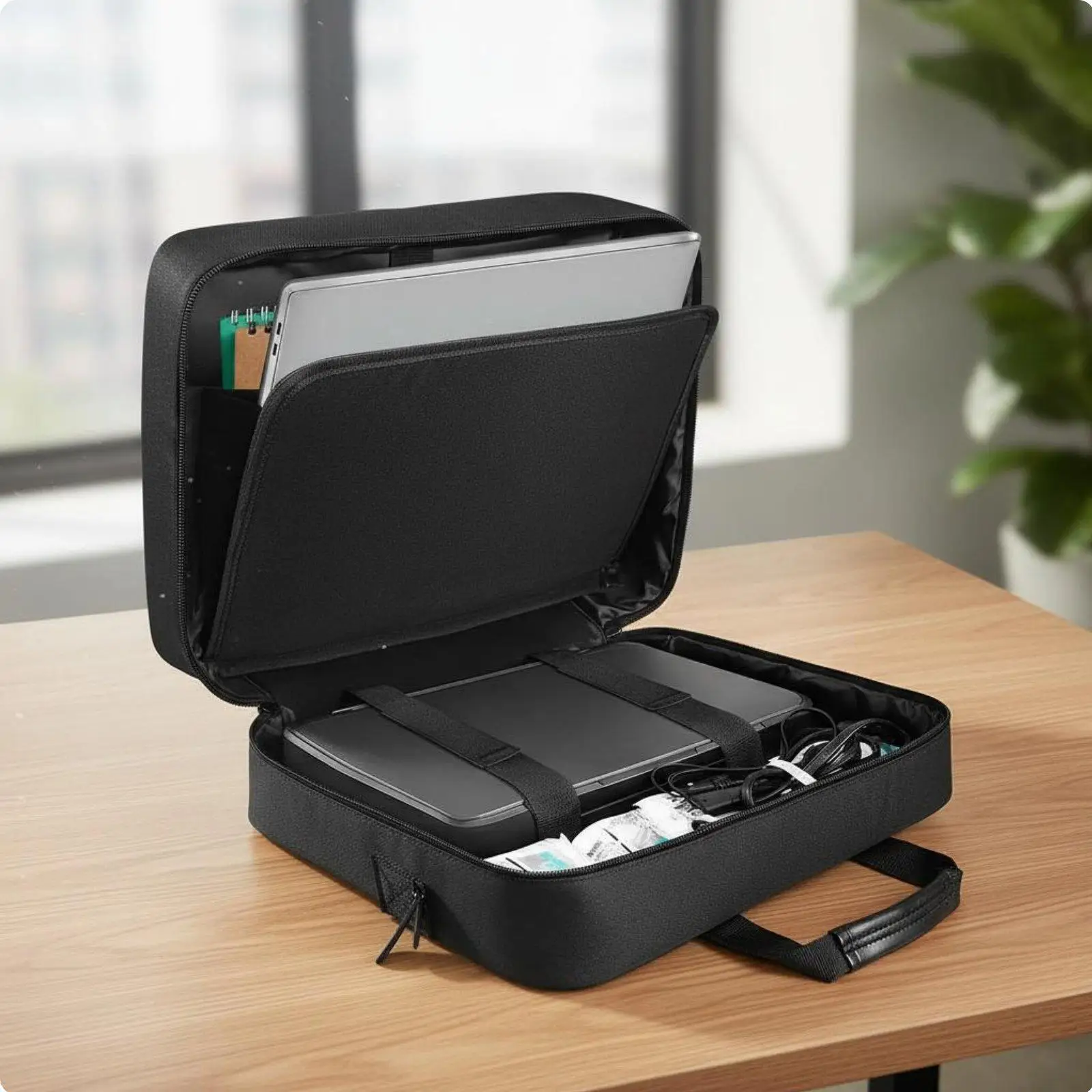 Printer Storage Case Multi Pocket Laptop Accessory Bag Impact Resistant Nylon Protective Pouch for Office Travel