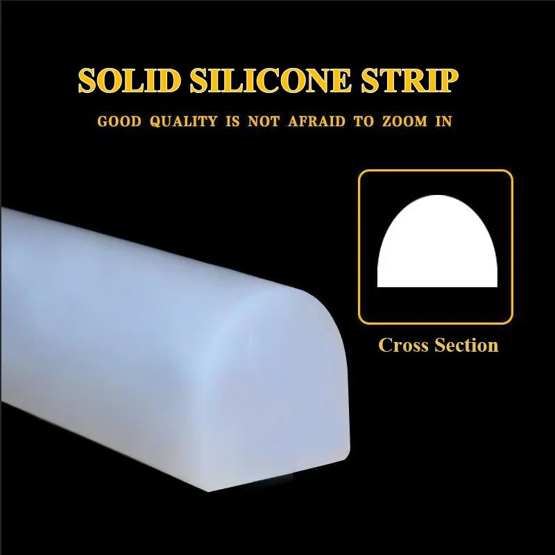 Solid Silicone Strip D-Type Transparent Waterproof Anti-Collision Sealing Strip High-Temperature Resistant Oven Silicone Strip
