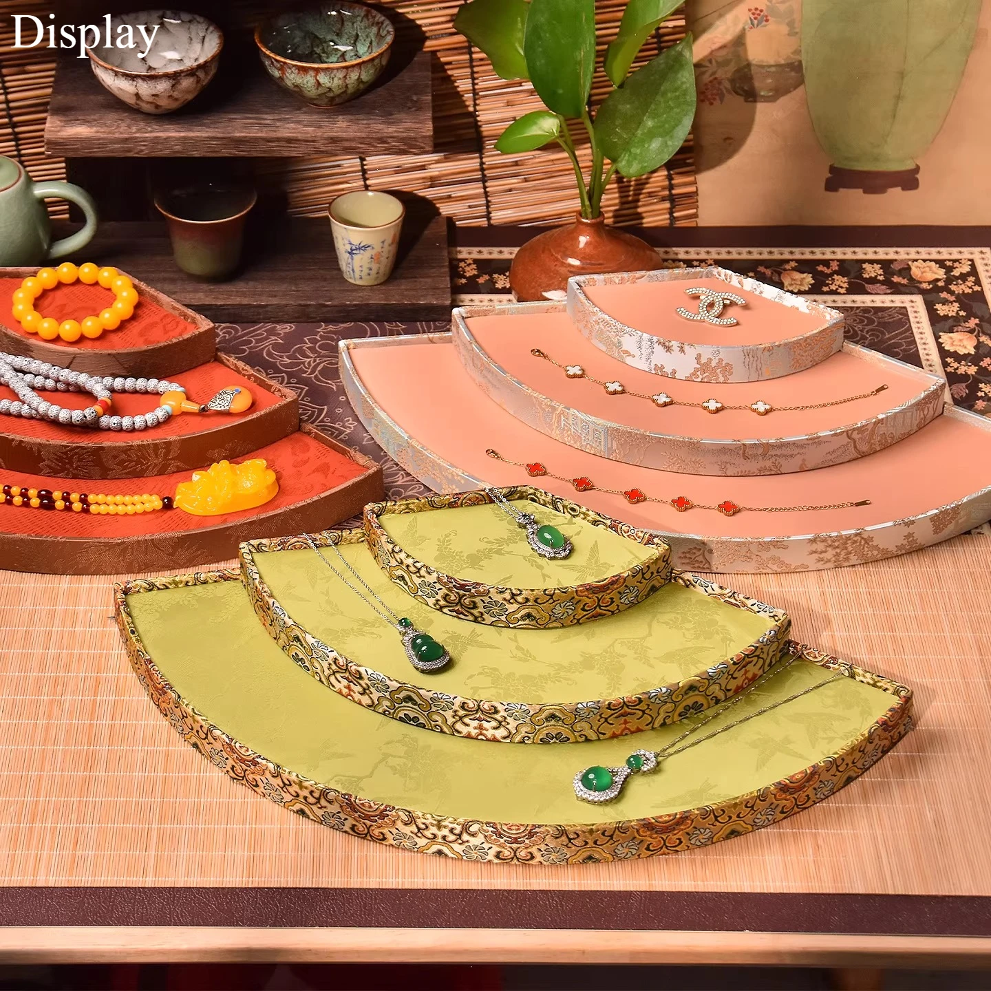 

Multi-Function Antique Jewelry & Wenwan Display Tray, Chinese Palace Style Viewing Plate for Bracelet Necklace Jade, Commercial