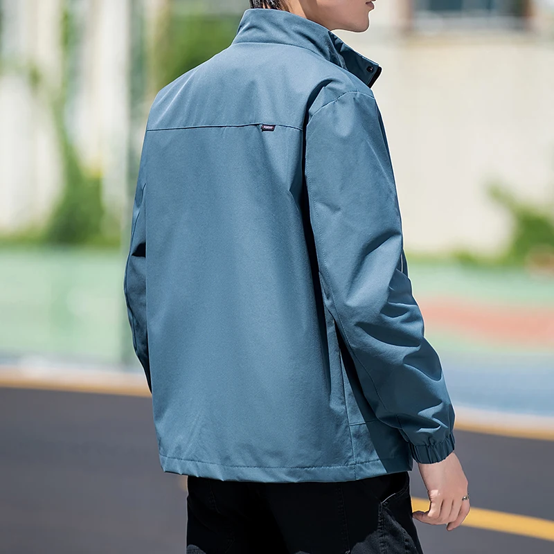 Printemps automne nouveau Sle hommes col montant Jaet léger vêtements d'extérieur décontractés haut pour adolescents Stand Fit