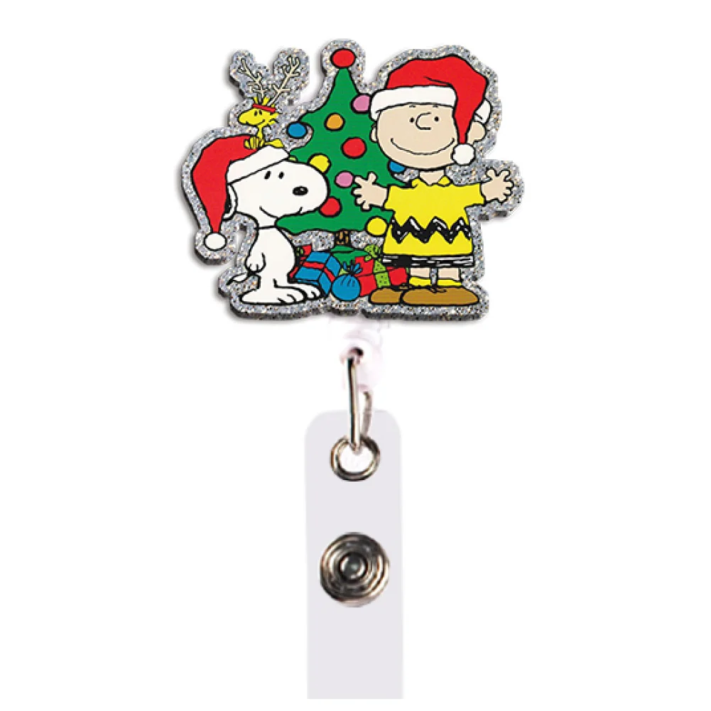 S Dog W Cartoon Color Glitter Acrylic Reel Clip for Card Holder Permit Name Badge with Keychains Student Accessories
