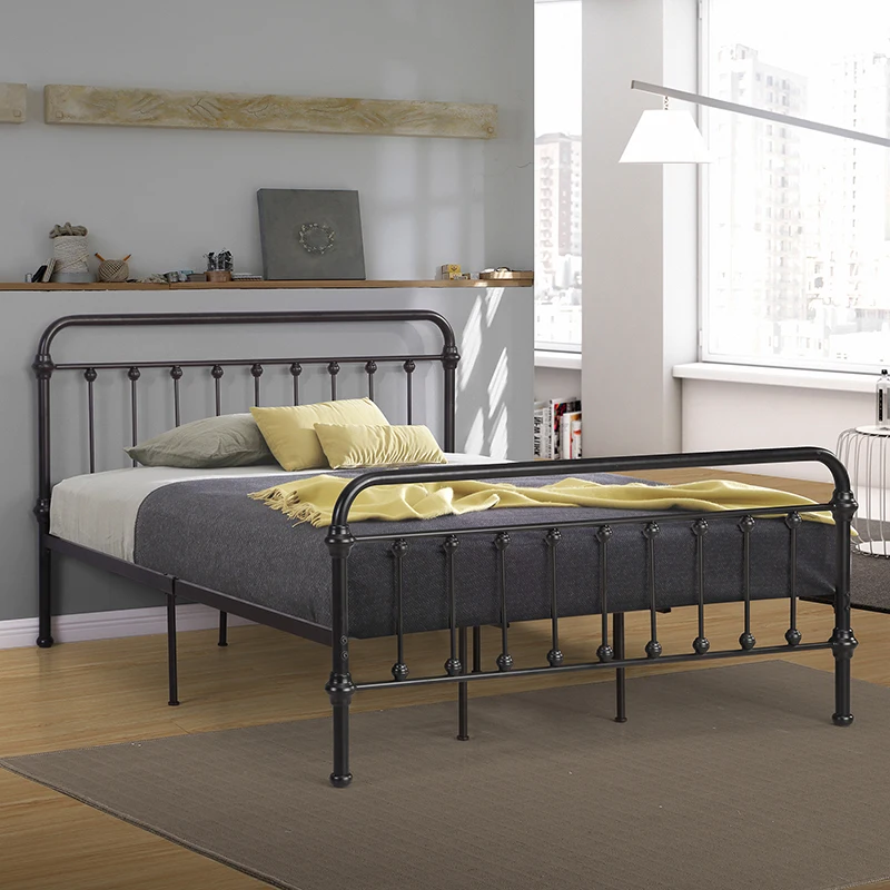 Retro iron art bed, 1.5 meters and 1.8 meters double, large size adult iron frame, environmentally friendly