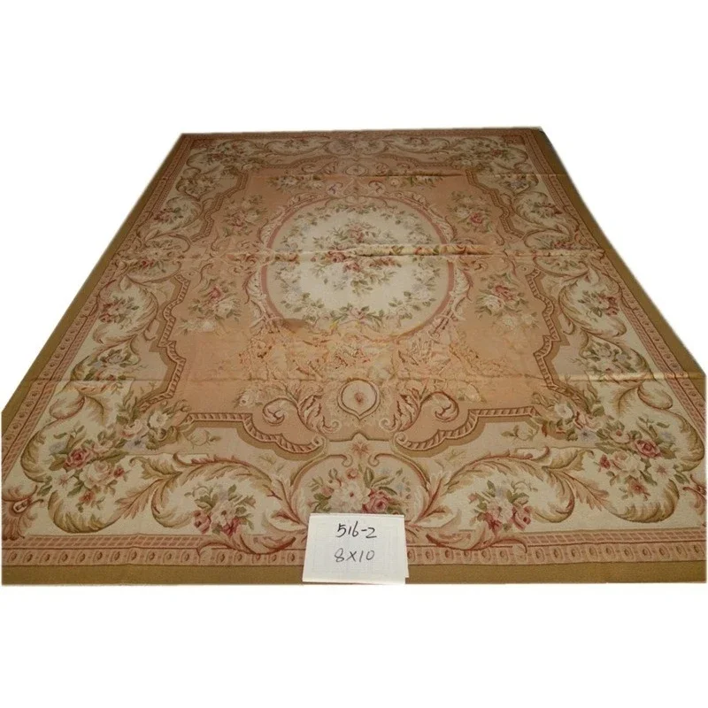 Gobelin carpet, handmade wool silk mixed material French style, baroque bedroom strip decoration