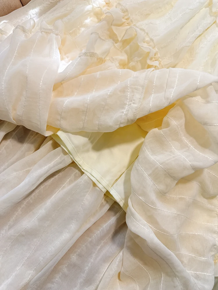 Romantic Lace Elastic High Waist A-Line Maxi Skirt Ele Full Length Holiday Versatile Long Skirt f Body Skirt