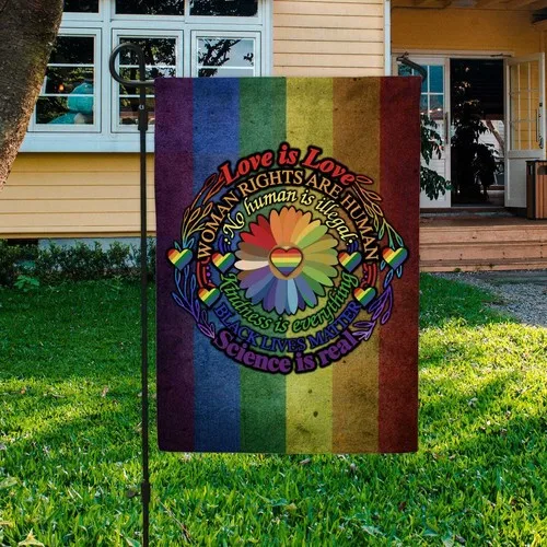 Love Is Love Woman Rights Are Human No Human Is Illegal Flag Graden Flag XXH LLP LLX uui