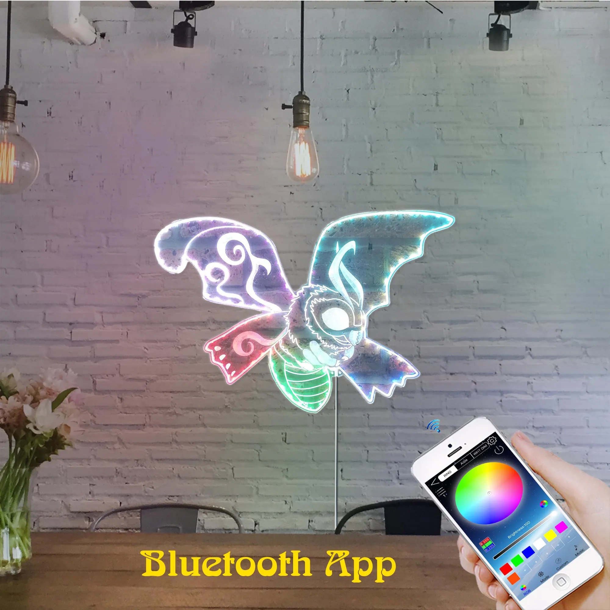 Mothra  Dynamic RGB Edge Lit LED Sign, Game Room Decor, Gaming Night Light