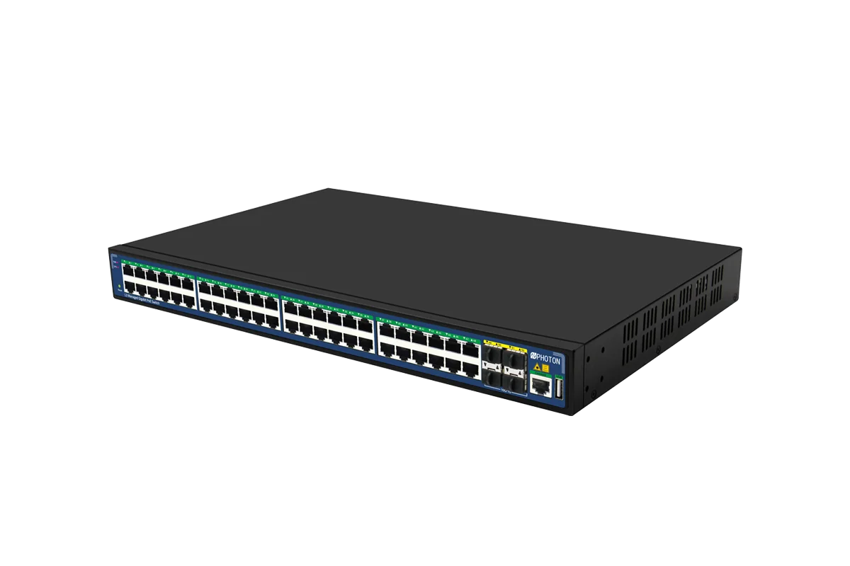 48개 52포트 802.3bt 90W 600W 레이어 3 관리형 1U 랙 마운트 ACL 정적 라우팅 4 x 10Gb SFP+ USB 기가비트 네트워크 PoE 스위치