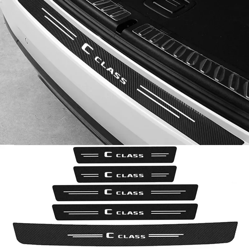 Car Door Sill Protector Rear Trunk Bumper Threshold Stickers for Mercedes Benz C Class Badge C300 CLA W205 W204 B200 W212 E350