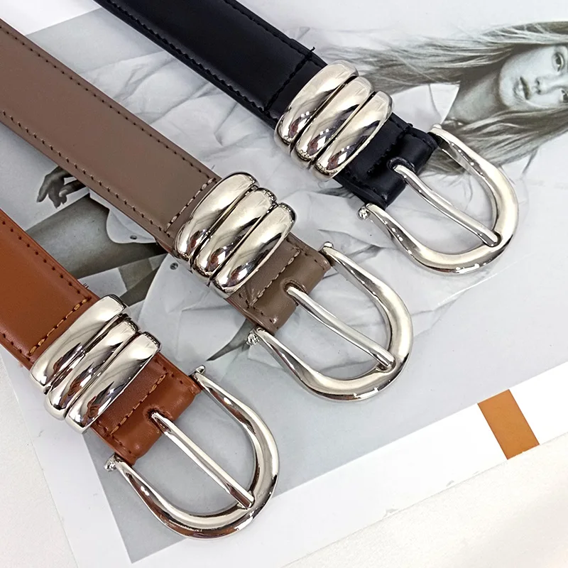 Cinturones de diseñador de lujo de alta calidad de cuero auténtico para mujer, cinturón de corsé negro gótico Punk pesado, pretina vaquera para