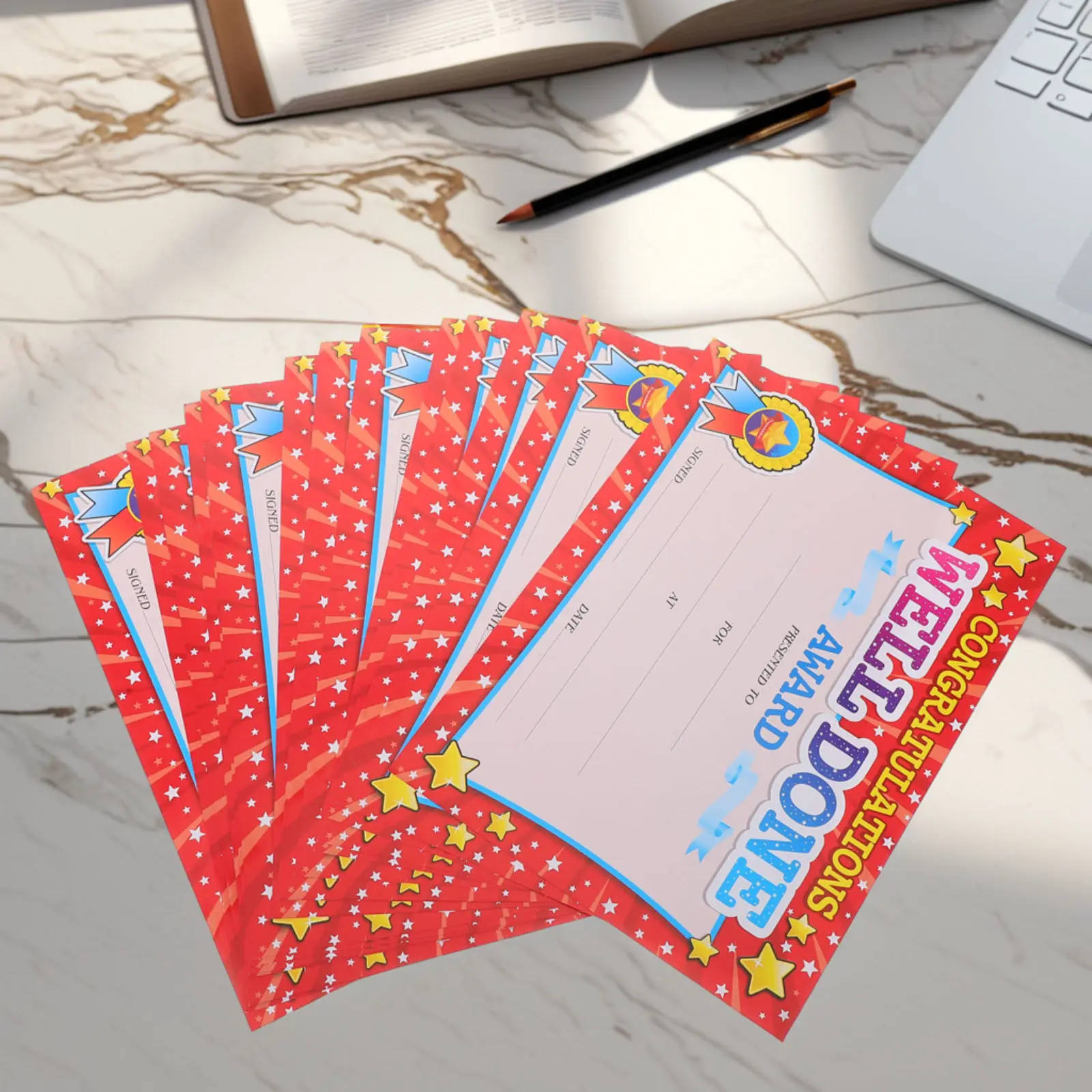 

20Pcs Motivational Certificates for Colorful Cartoon Award Papers Recognition Student Achievements Classroom Teaching