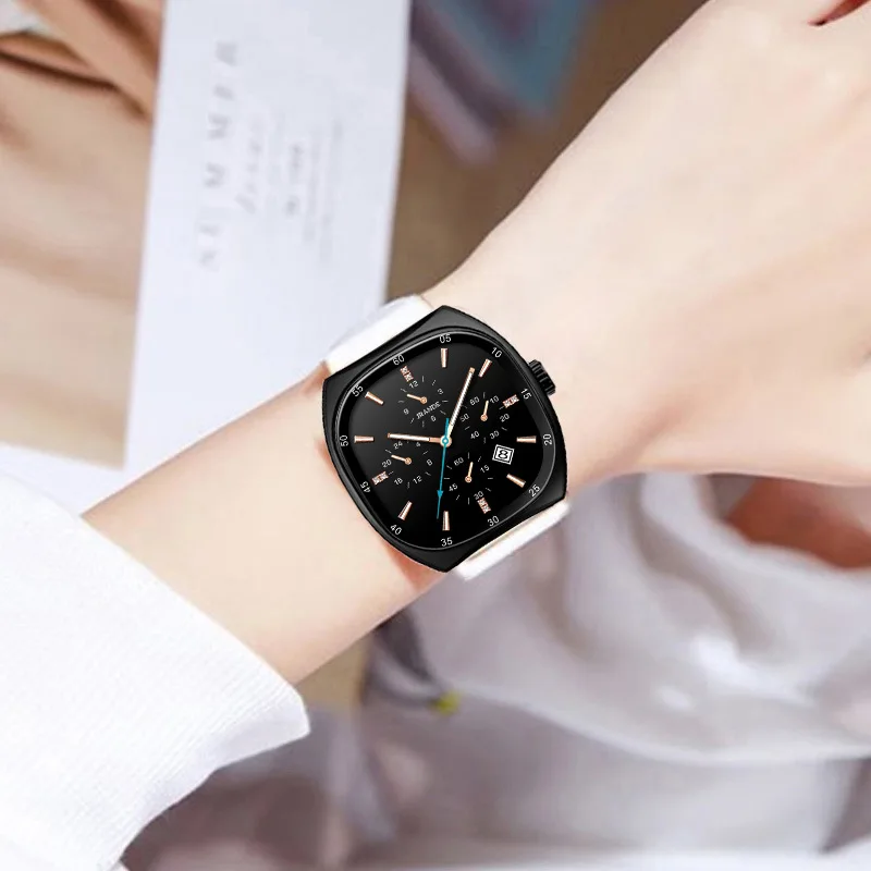 ساعات يد أنيقة للزوجين، ساعات كوارتز فاخرة وعالية القيمة، معززة بتقويم للنساء، سيليكون، اختيار مميز #2