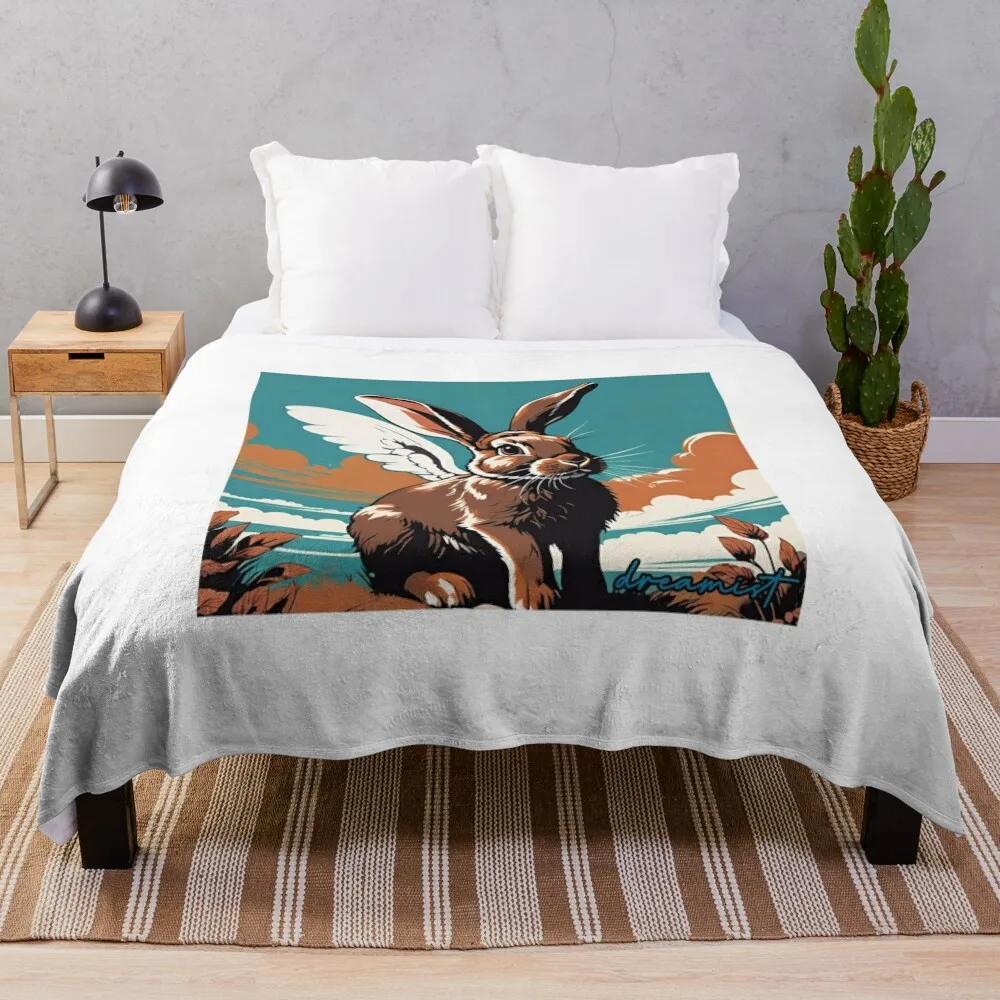 

Angel Rabbit Throw Blanket Bed Vintage Blankets