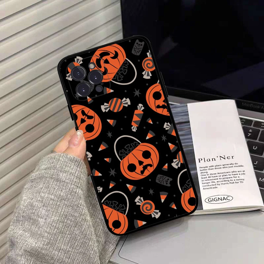 Halloween jesień jesień etui na telefon silikonowe miękkie dla iphone 15 14 13 12 11 Pro Mini XS MAX 8 7 6 Plus X XS XR Cover