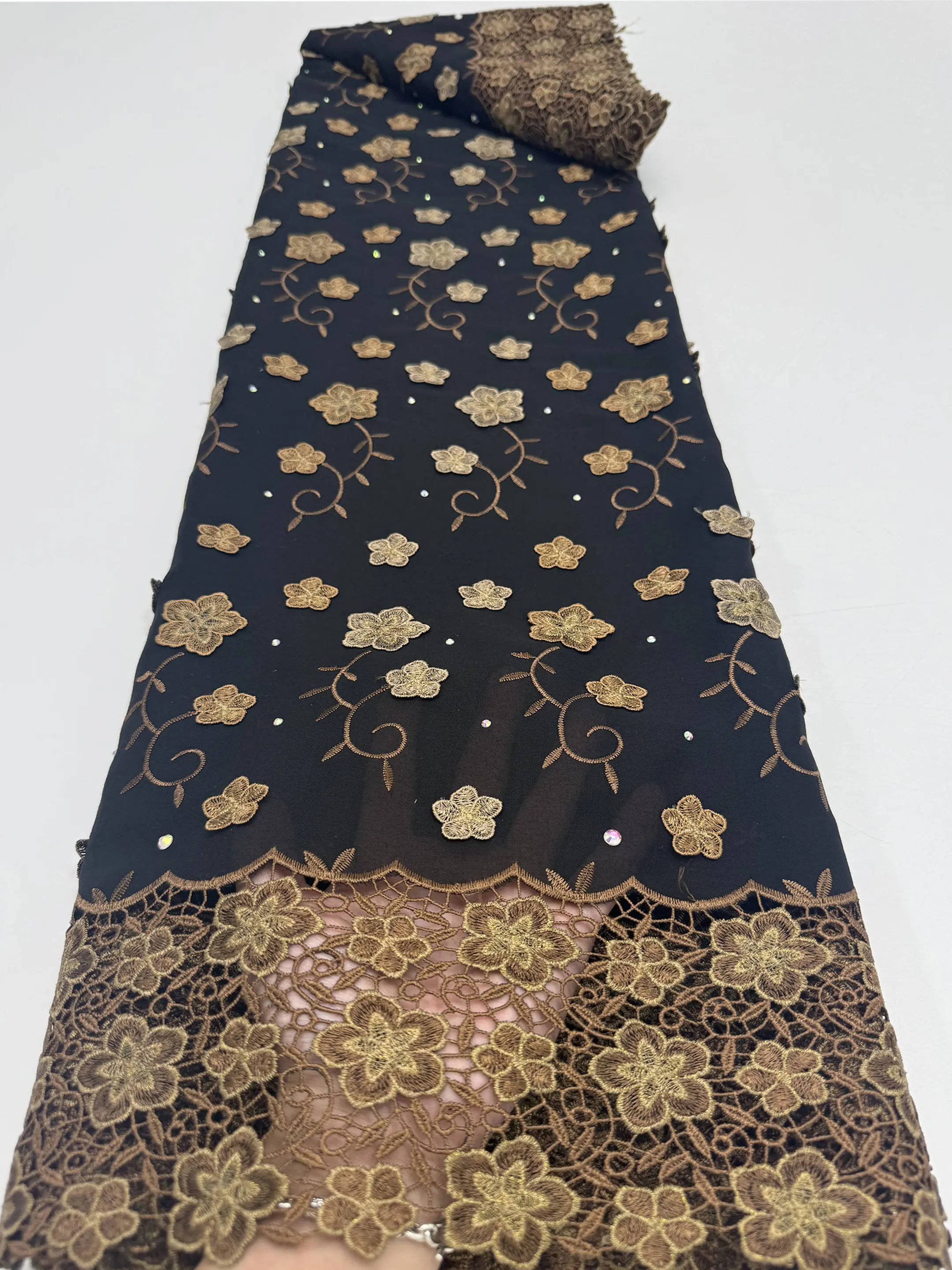 

3D Cotton Nigerian Cotton Dry Lace Fabric 2026 High Quality Swiss Voile Stone Embroidery Lace Fabric For Women Prom Party M389-1