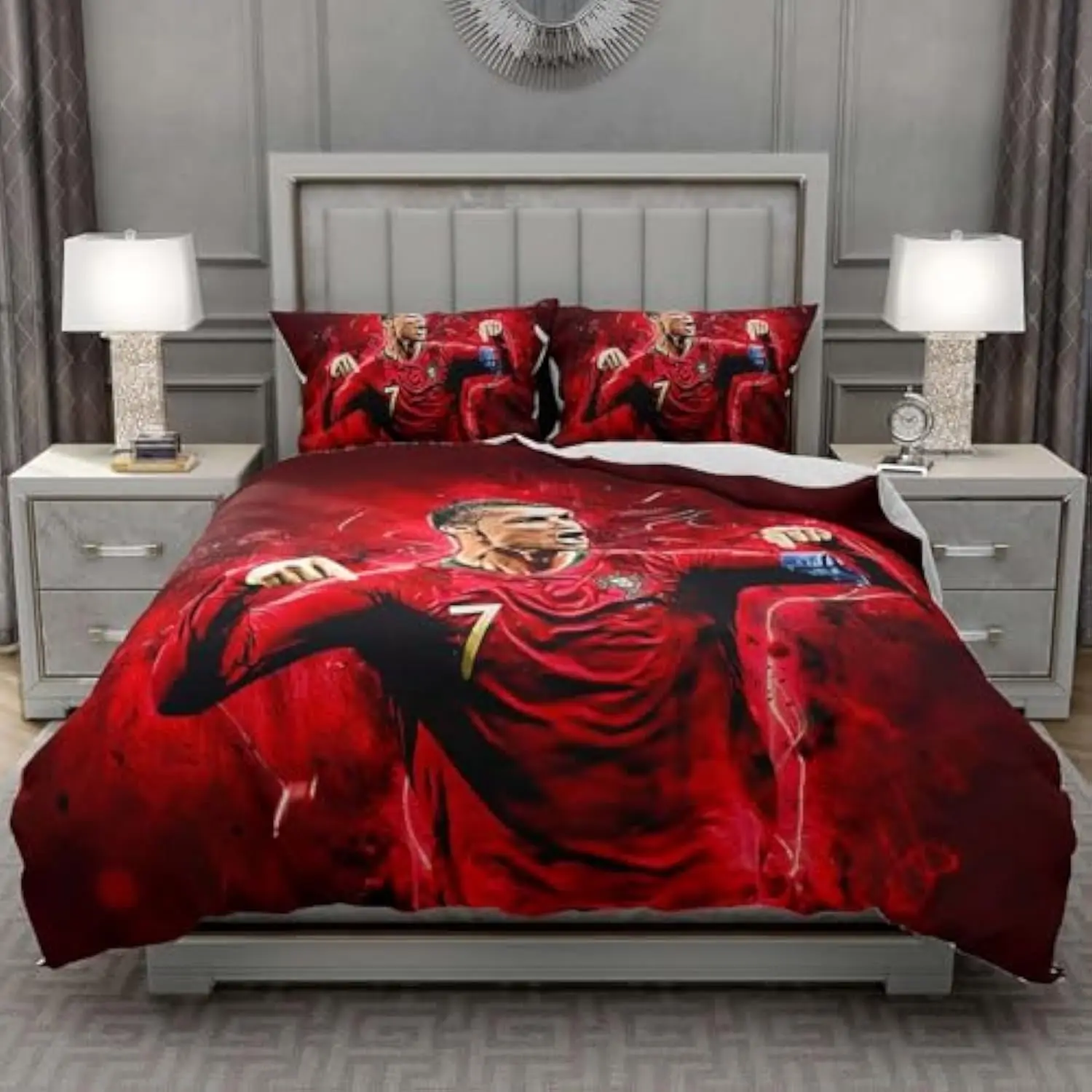 كرة القدم غطاء لحاف CR7 التوأم ستوكات 2 قطعة الاطفال حاف مجموعة غطاء لينة تنفس إغلاق كرة القدم التوأم طقم سرير غرفة نوم