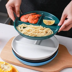 Food Dish Round Square Home Kitchen Reusable Dinner Plate For Adults Portion Control Diet 3 Compartments Microwave Safe PP