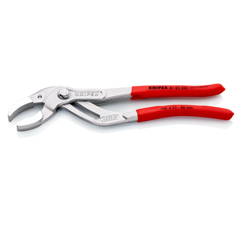 KNIPEX 81 03 250 Clamping Pipe Pliers Sturdy And Durable Precise Diameter Adjustment Interchangeable Plastic Jaws