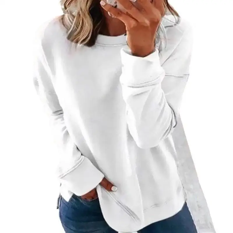 

Женская удлиненная толстовка-худи из хлопка, комфортная, повседневная, уличный стиль, весенняя мода, базовый однотонный топ