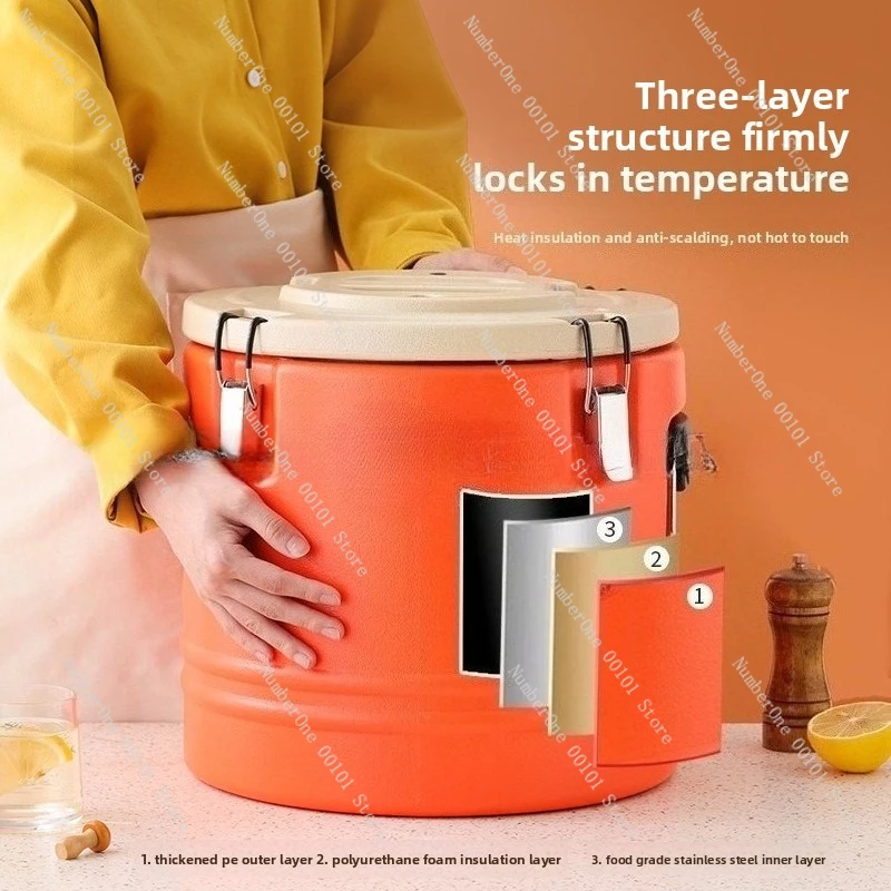 304 stainless steel thermal insulation rice bucket: commercial thermal insulation bucket, foaming cold insulation design