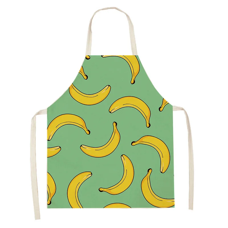 Summer Fruit Pattern Kitchen Apron For Women Cotton Linen Adult Bib Household Cleaning Pinafore Home Cooking Apron Accessories